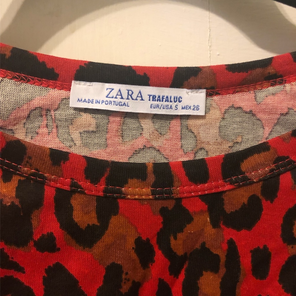 Zara red leopard print tee